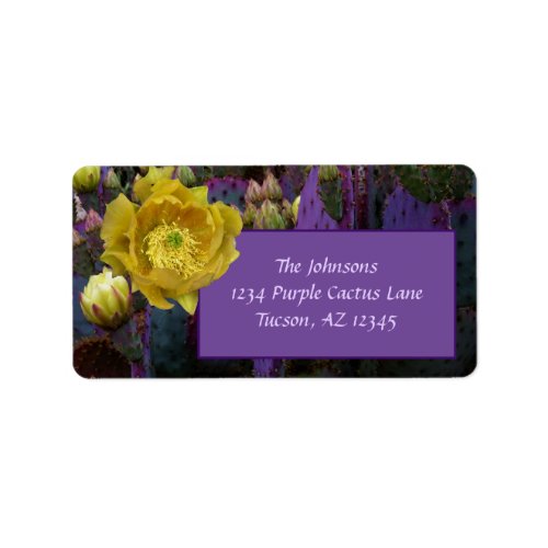 Purple Prickly Pear Opuntia Cactus Yellow Flowers Label
