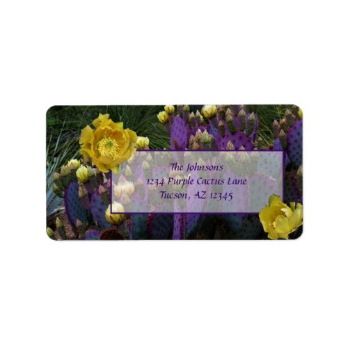Purple Prickly Pear Opuntia Cactus Yellow Flowers Label