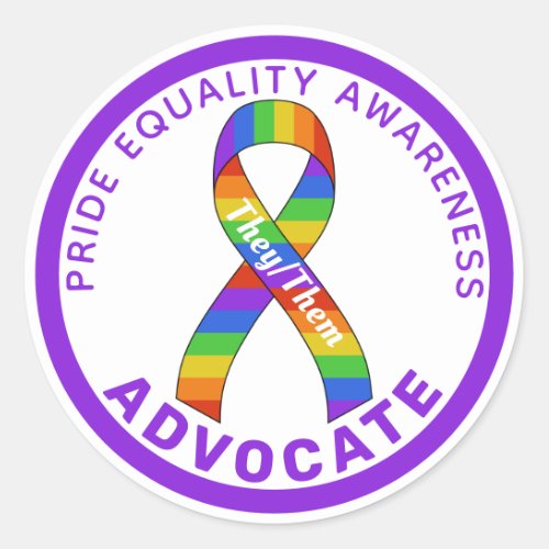 Purple Pride Equality Awareness White Classic Round Sticker