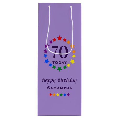 Purple Pride LGBTQ 70 Today or Any Age Birthday Wine Gift Bag