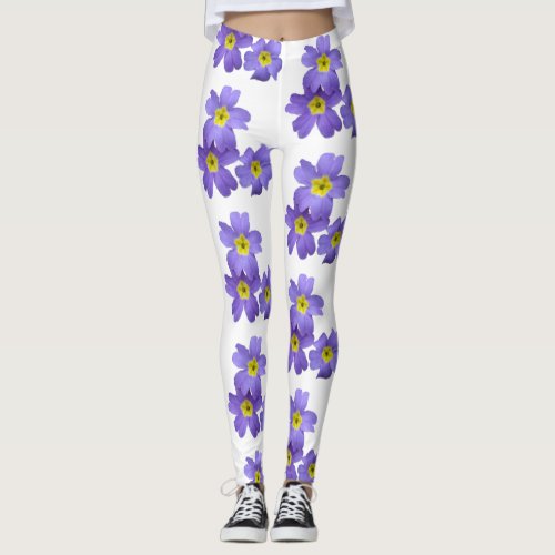 Purple Primula  Flower Blossoms Custom Leggings