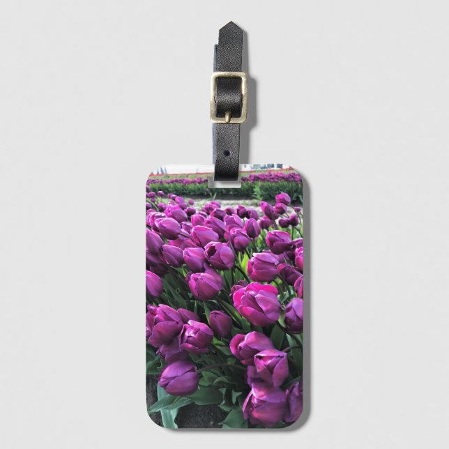 Purple Prince Tulips Luggage Tag (Front Vertical)