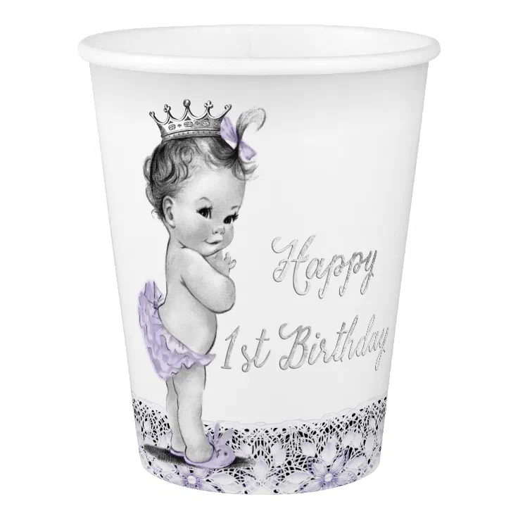 Purple Princess 1st Birthday Paper Cup | Zazzle