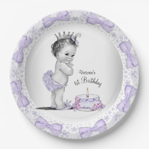 Purple Princess 1st Birthday Party Paper Plates