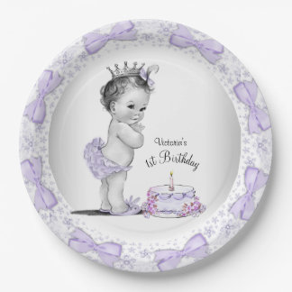 Purple Princess 1st Birthday Party Paper Plates