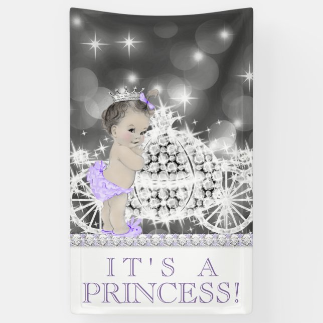 Purple Princess Baby Shower Banner (Vertical)