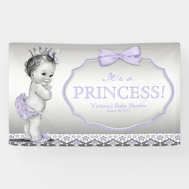 Purple Princess Baby Shower Banner (Horizontal)