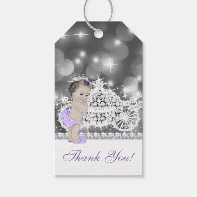 Purple Princess Baby Shower Gift Tags (Front)