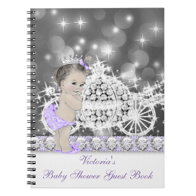Purple Princess Baby Shower Guest Book (Front)