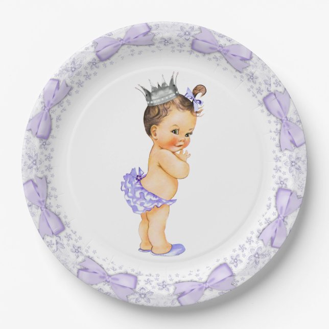 Purple Princess Baby Shower Paper Plates (Front)