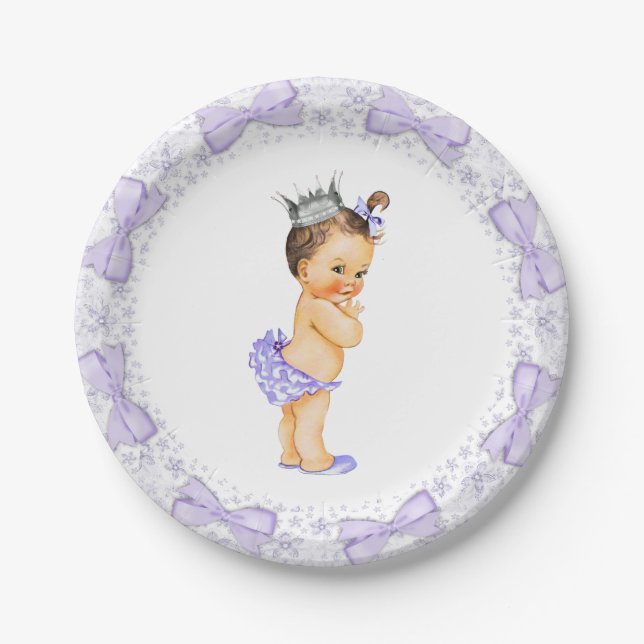 Purple Princess Baby Shower Paper Plates (Front)