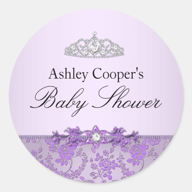 Purple Princess Baby Shower Sticker (Front)