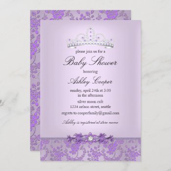 Purple Princess Baby Shower Tiara Invitation by ExclusiveZazzle at Zazzle