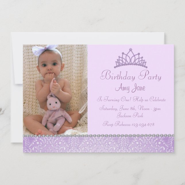 Purple Princess Birthday Invitation (Front)