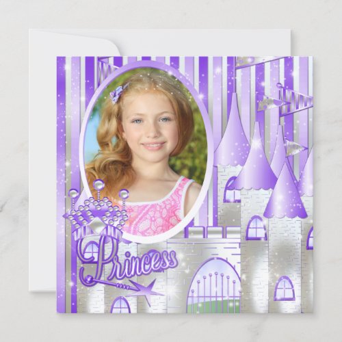 Purple Princess Birthday Party Invitations