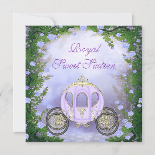 Purple Princess Carriage Enchanted Sweet 16 Announcement