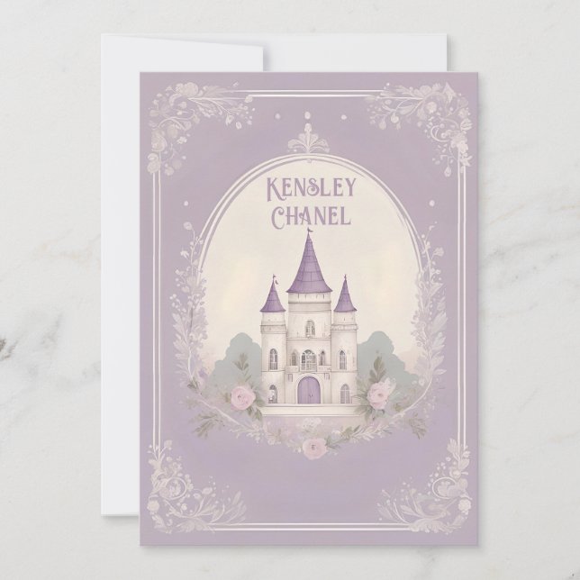 Purple Princess Castle Invitations (Front)