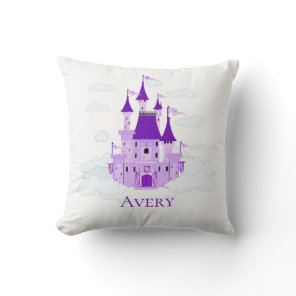 Purple Princess Castle Personalized Girly  Throw Pillow