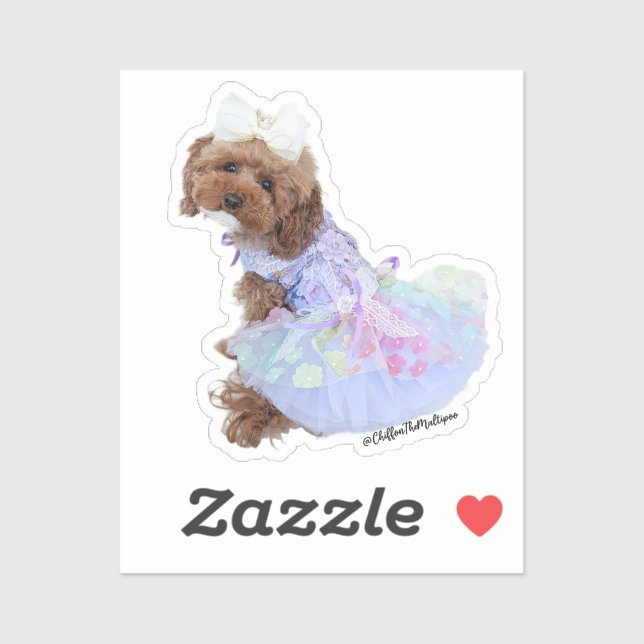 Purple Princess Chiffon: Cute Maltipoo Puppy Sticker (Sheet)