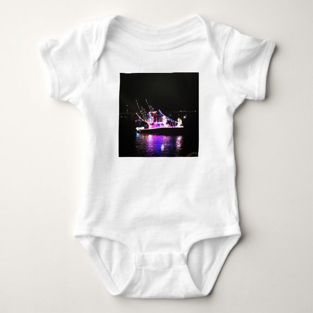 Purple Princess Christmas Boat Baby Bodysuit (Front)