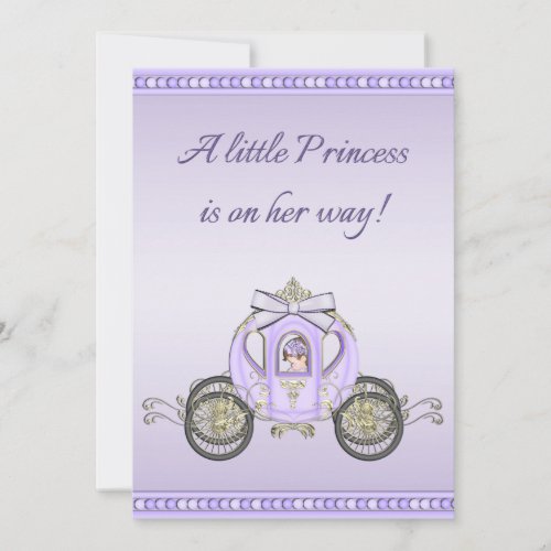 Purple Princess Coach Girls Baby Shower Invitation