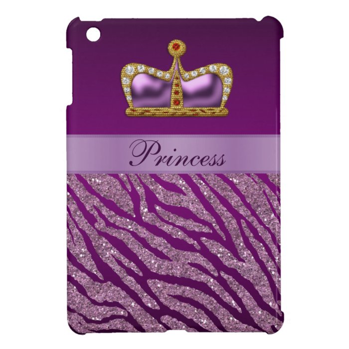 Purple Princess Crown Zebra Print iPad Mini Case