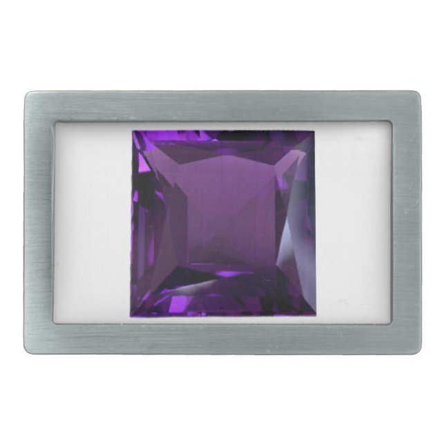 Purple Princess cut Amethyst Gemstone  Belt Buckle (Front)