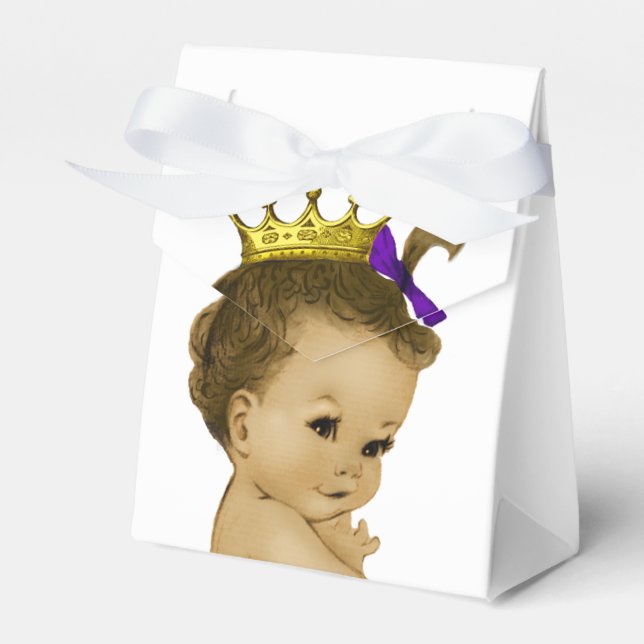Purple Princess Ethnic Princess Baby Shower Favor Boxes (Front Side)