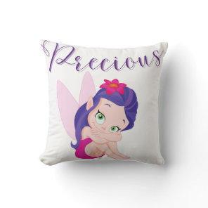 Purple Princess Fairy Throw Pillow