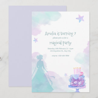 Purple Princess Girl Birthday Party Invitation