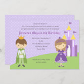 Purple Princess & Green Prince Birthday Invitation (Front/Back)