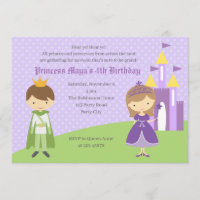 Purple Princess & Green Prince Birthday Invitation