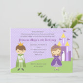 Purple Princess & Green Prince Birthday Invitation (Standing Front)