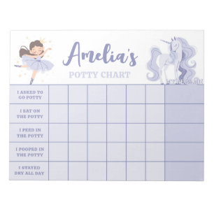 Purple Princess Potty Chart Personalized Name Task Notepad