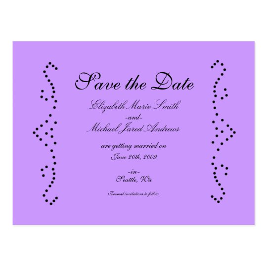 Purple Princess Save the Date Postcard