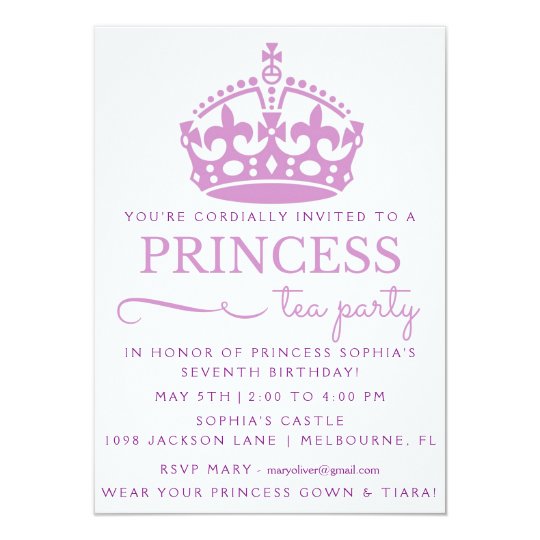 Purple Princess Tea Party Birthday Invitations Zazzle