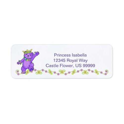 Purple Princess Teddy Bear Label