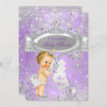 Purple Princess Winter Baby Shower Blonde Invitation