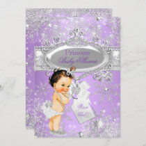 Purple Princess Winter Baby Shower Brunette Invitation