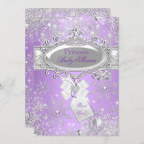Purple Princess Winter Girl Baby Shower Invitation