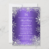 Purple Princess Winter Wonderland Sweet 16 Invite (Back)