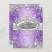 Purple Princess Winter Wonderland Sweet 16 Invite (Front/Back)