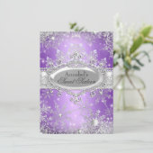 Purple Princess Winter Wonderland Sweet 16 Invite (Standing Front)