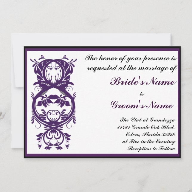 Purple Printable Wedding Invitation (Front)