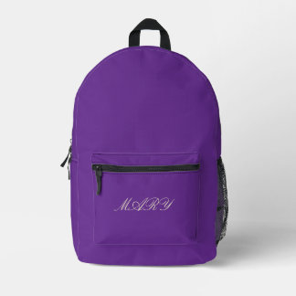 purple printed backpack
