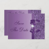Purple Printed Sequins Baby Shower Save the Date (Front/Back)