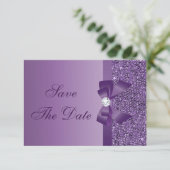 Purple Printed Sequins Baby Shower Save the Date (Standing Front)