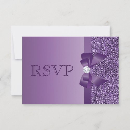 Purple Printed Sequins, Bow &amp; Diamond RSVP