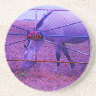 Purple Private Property Horse Drink Coaster