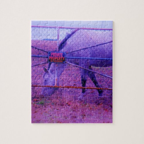 Purple Private Property Horse Jigsaw Puzzle